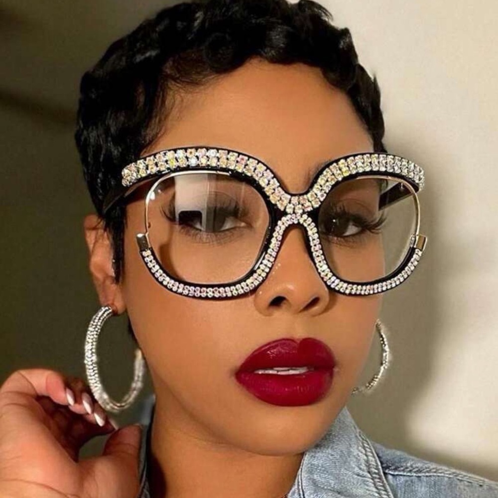 Rhinestone Embellished Oversized Sunglasses